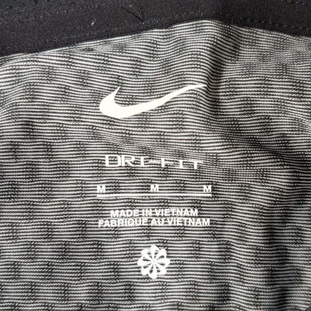 Nike Polo Shirt Mens Medium Dri-FIT Micro Check Performance Gray Black
